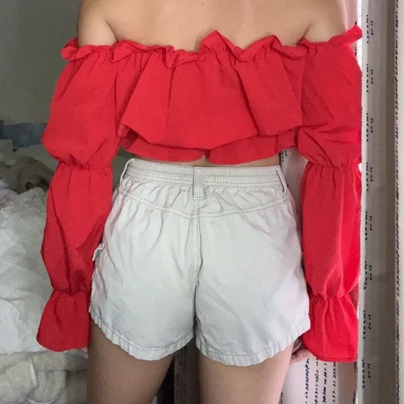 Red Off-Shoulder Ruffle Top - Picture 2 of 3